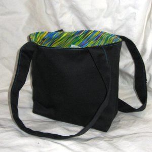 black w green lining little cotton handbag